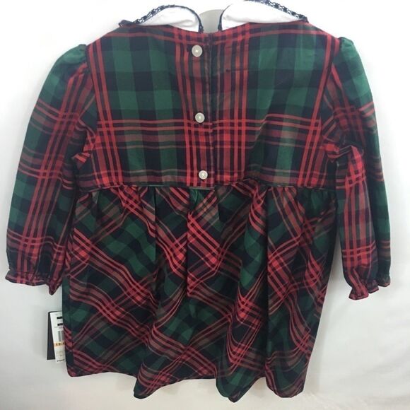 Tommy Hilfiger Dress Size 6- 12 mo Green Red NWT - Picture 3 of 5